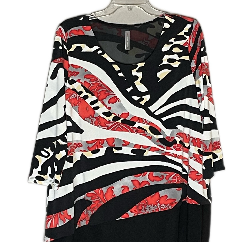 Fun multi color abstract print billowy top